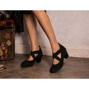 Gabor Womens Black Nubuck Leather Cone Heels Hovercraft EU 35 Made In Slovakian